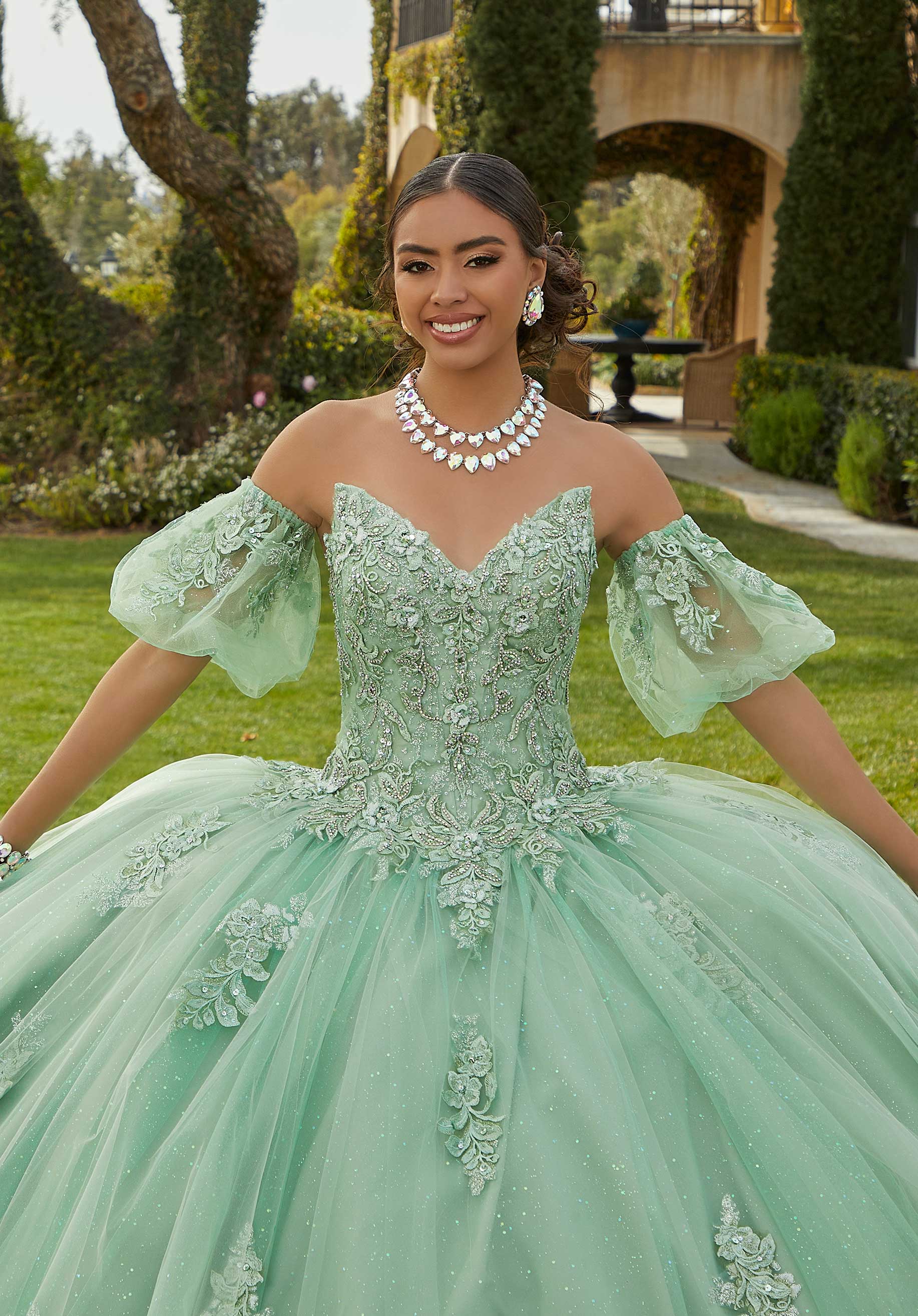 quinceanera dresses mint green Fancy Beautiful Prom Dress Mint Green Girls Ball Gown Quinceanera Gown –  Siaoryne main image 1
