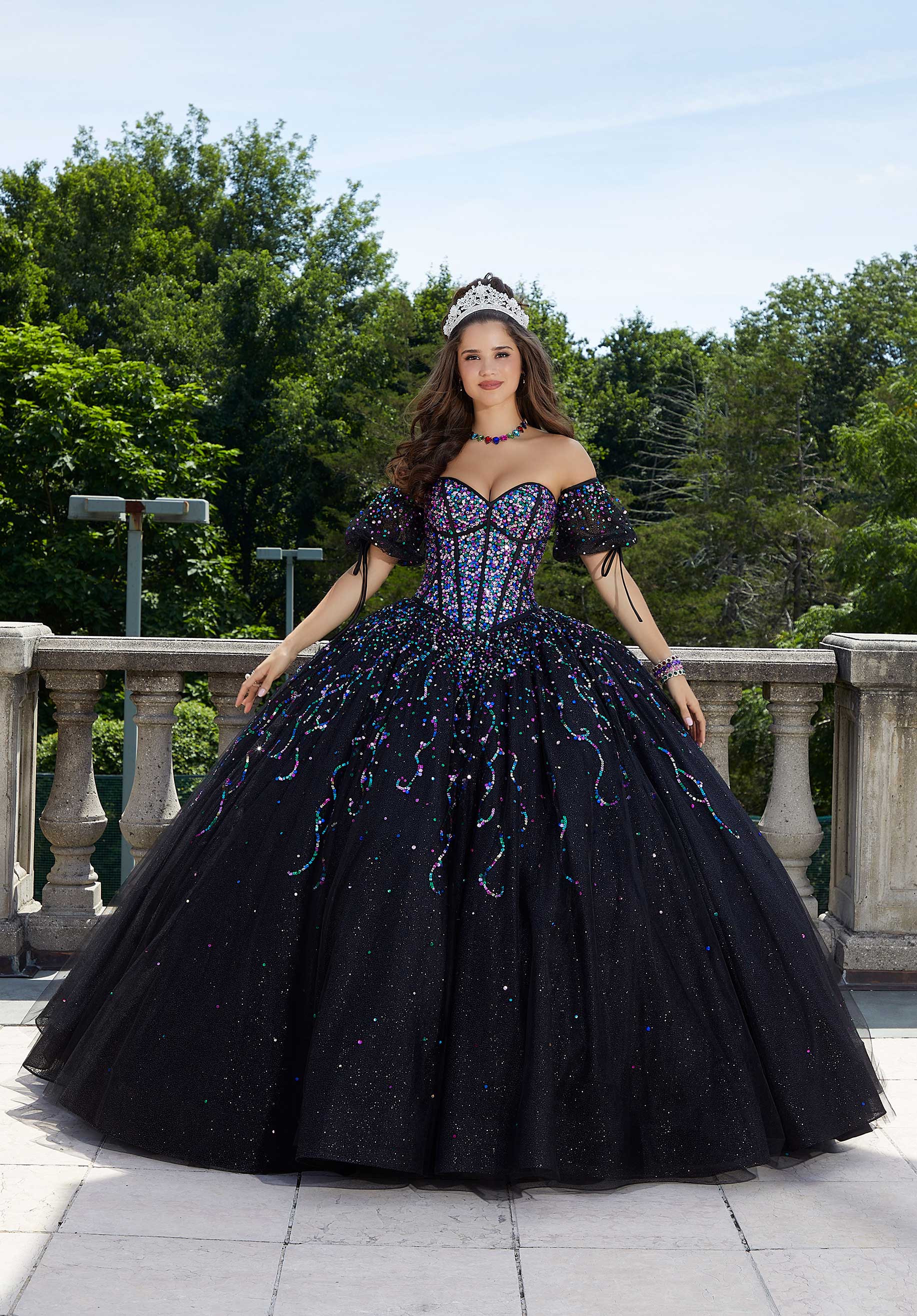 MORILEE 89413 Confetti Beaded Glitter Tulle Quinceañera Dress The Quince Of Your Dreams