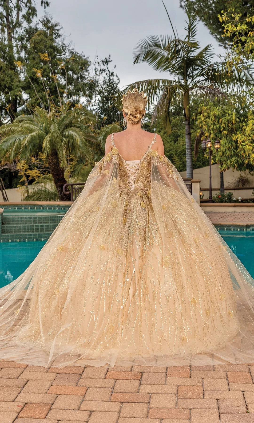 dancing queen dresses 1848 Long Quinceanera Dress Blush / 2XLarge A bow accent completes the look and the back features a lace Dancing Queen - DQ5142Q