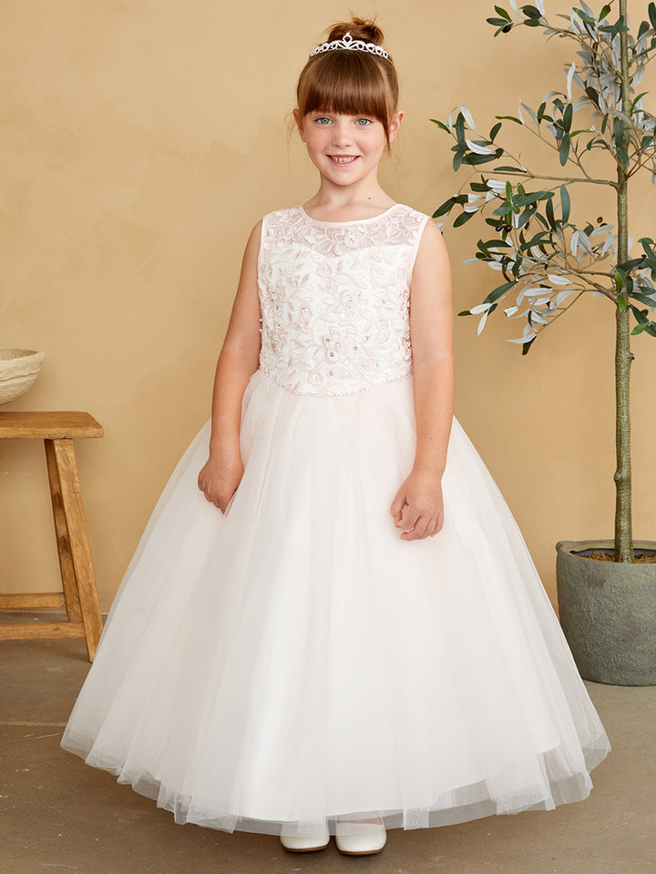 Tip Top Kids 5747 White/Blush Dress