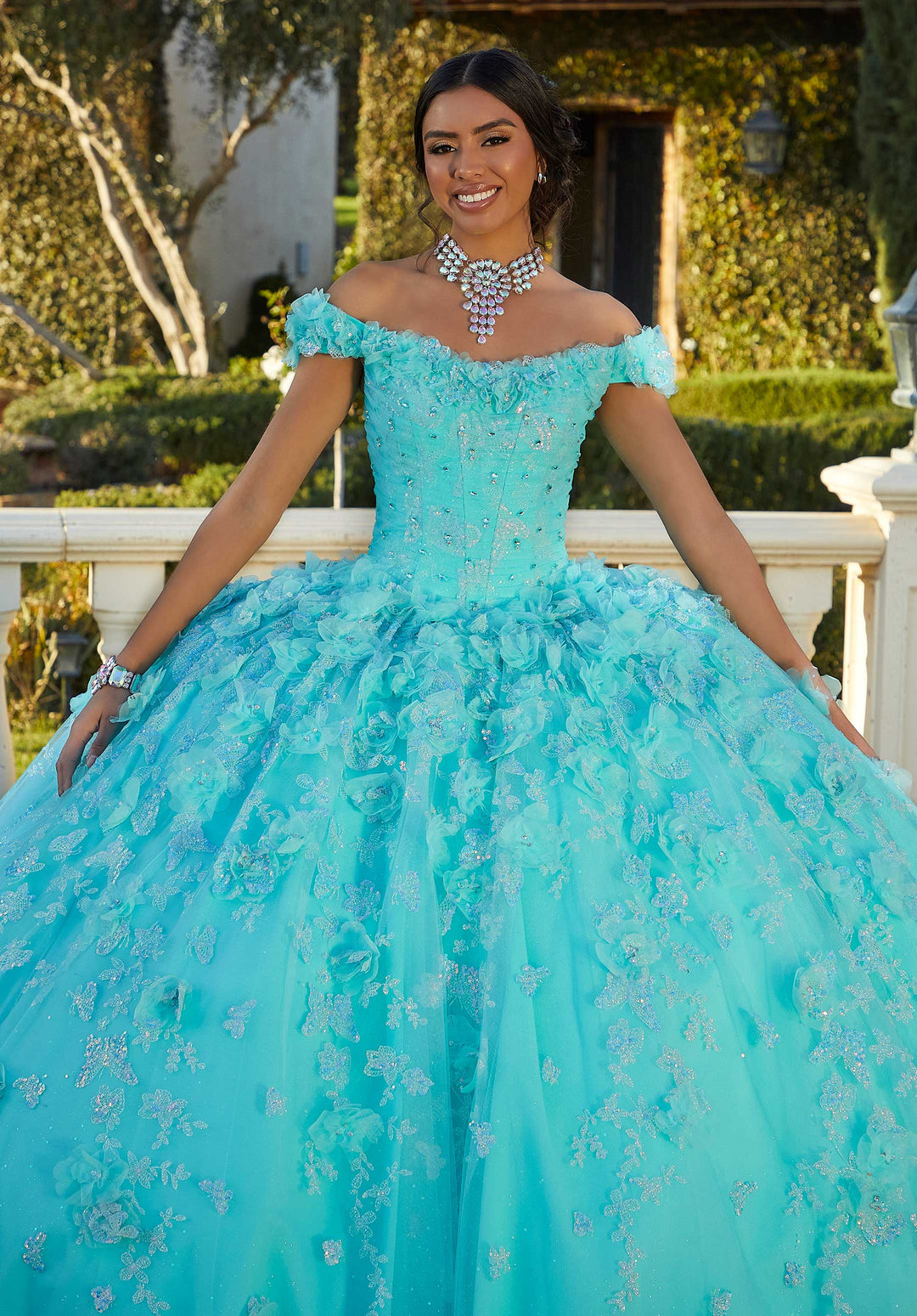 aqua floral embroidered dress MissJophiel Straps Corset Floral Applique Midi Aqua Dress Other / Above Knee / US4