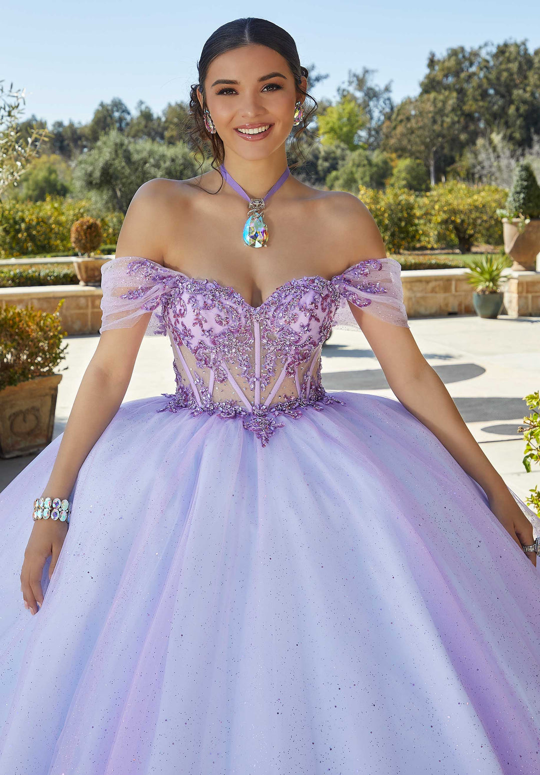 purple with blue quinceanera dresses A Purple and Blue Quinceaera dress with lots of flowers and Sparkle , ., This enchanting and whimsical design showcases the beauty of nature and magic with its multicolored 3d flowers and