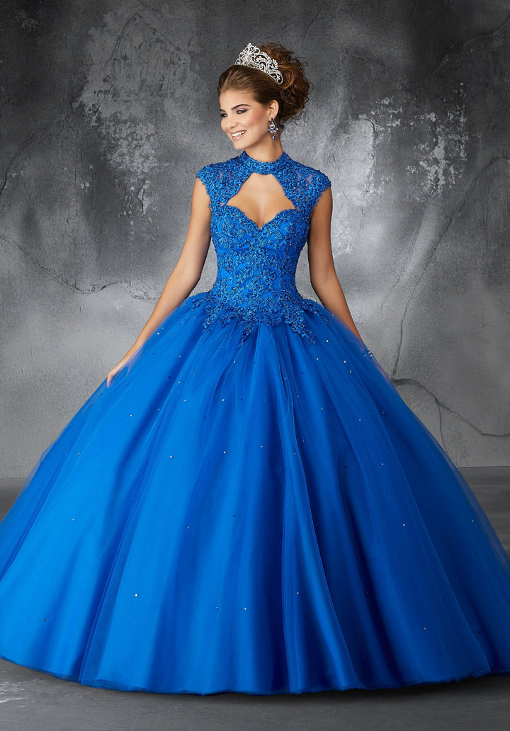 Rebecca Beaded Lace Applique with Keyhole Neckline - Mori Lee #60058