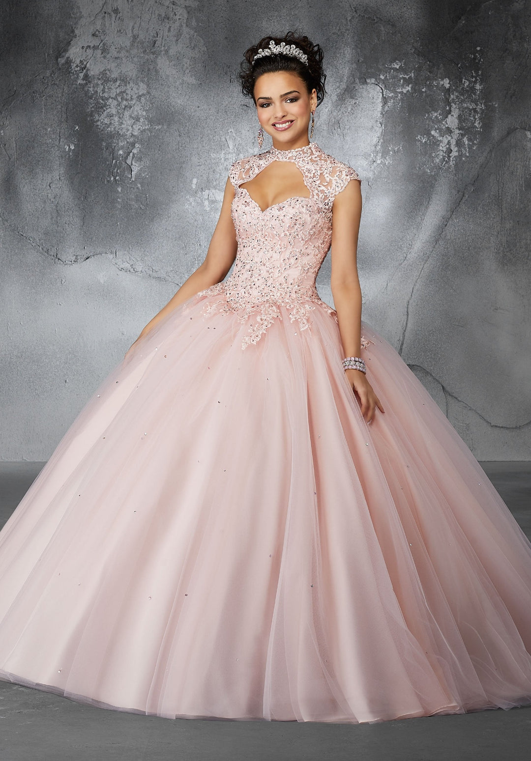 Rebecca Beaded Lace Applique with Keyhole Neckline - Mori Lee #60058