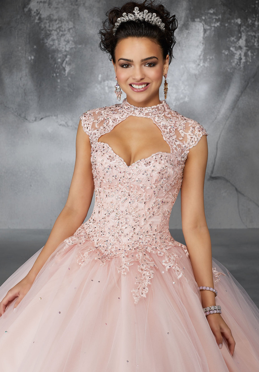 Rebecca Beaded Lace Applique with Keyhole Neckline - Mori Lee #60058