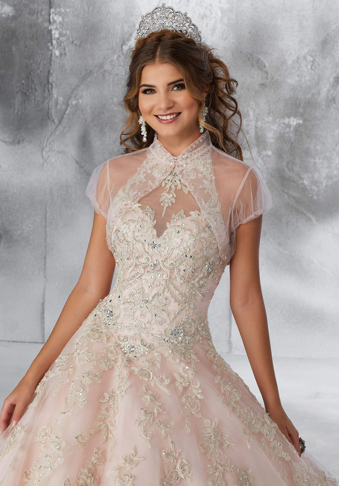 Anna on a Metallic Embroidered Appliques -  MoriLee #89200