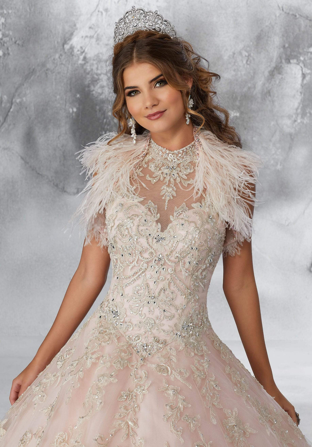 Anna on a Metallic Embroidered Appliques -  MoriLee #89200