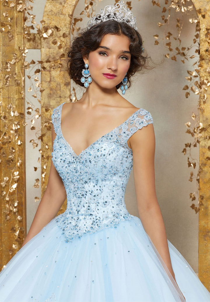 Karen on a Crystal Beaded Floral Appliques  - MoriLee #89229