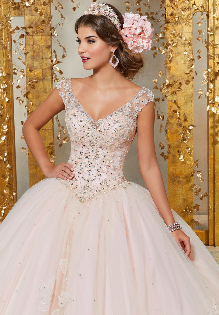 Karen on a Crystal Beaded Floral Appliques  - MoriLee #89229