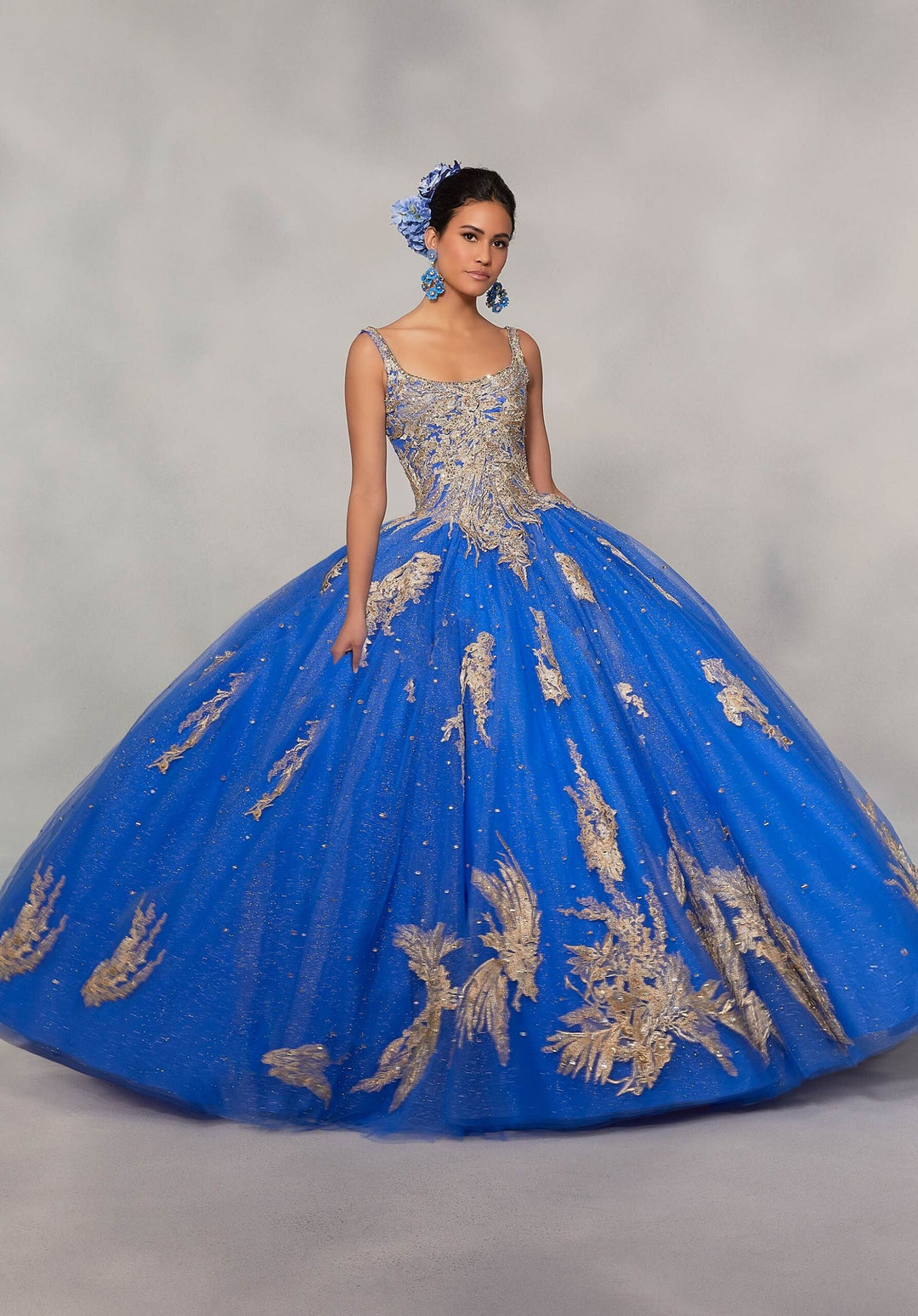 Metallic Lace Sparkle Tulle Quinceañera Dress- MoriLee #89311