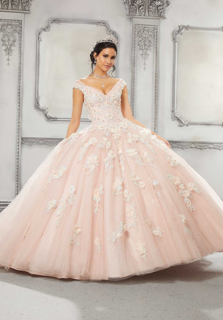 Crystal Beaded Three-Dimensional Floral Quinceañera Dress  #89316