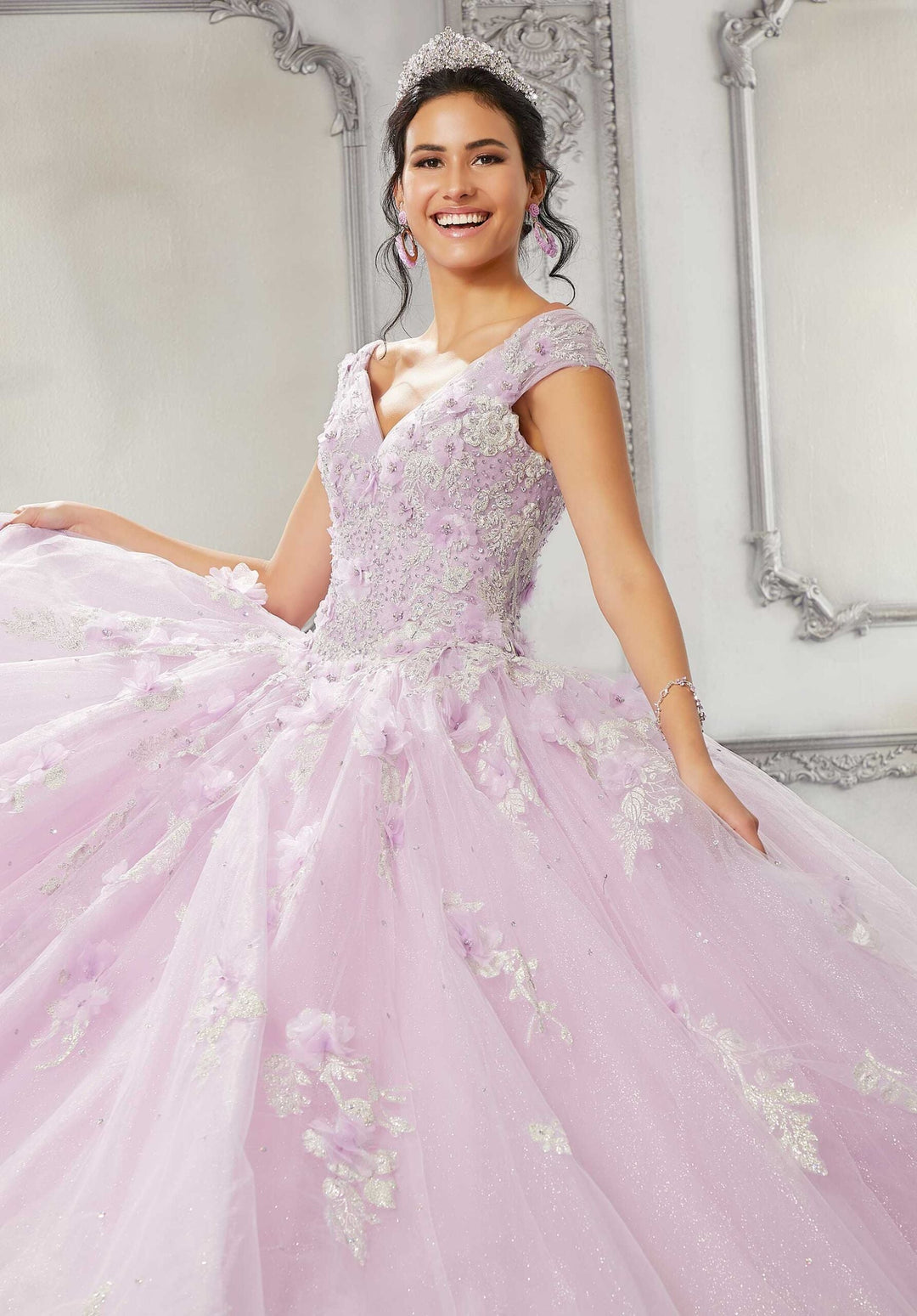 Crystal Beaded Three-Dimensional Floral Quinceañera Dress  #89316