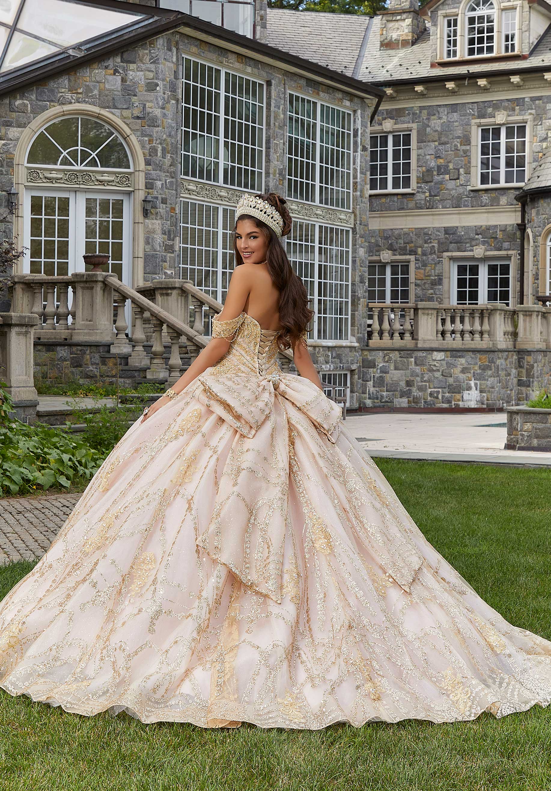 Blush and gold quinceanera dress shop
