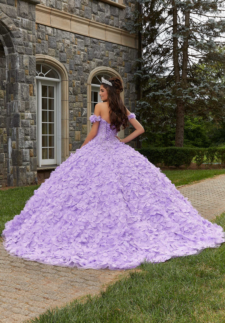 MoriLee #89403 Lilac Crystal Beaded Lace Quinceañera Dress with Floral Skirt
