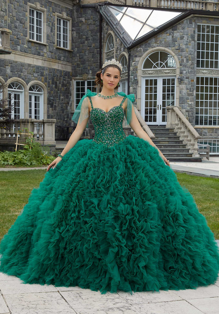Morilee #89410 Emerald Crystal Beaded Ruffled Quinceañera Dress