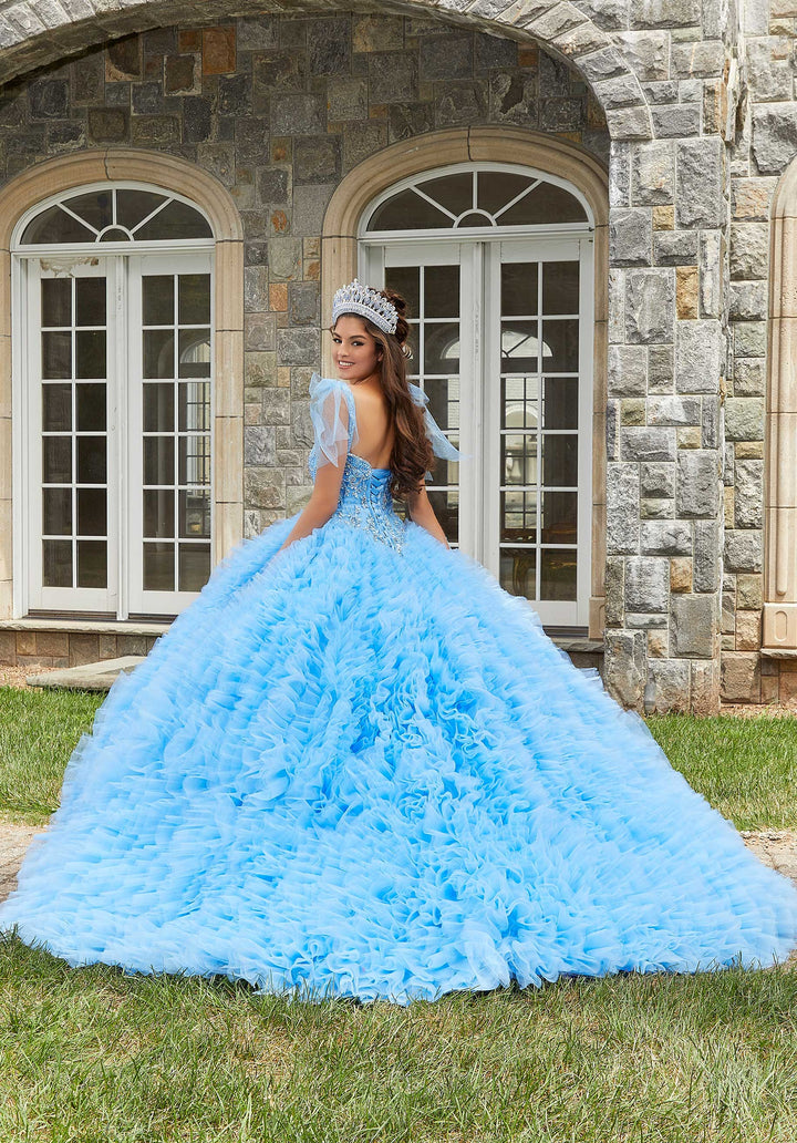 Morilee #89410 French Blue Crystal Beaded Ruffled Quinceañera Dress