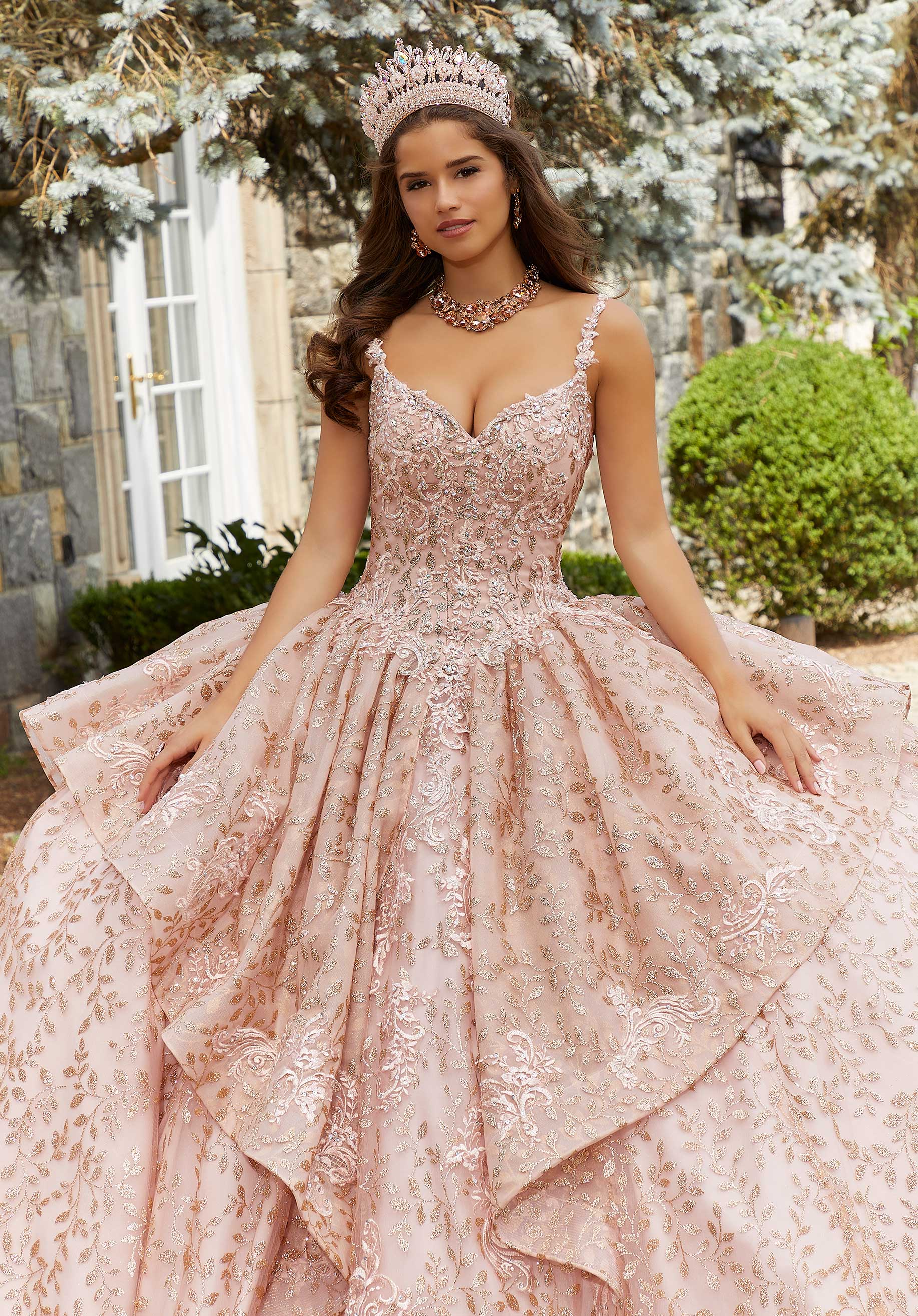 Rose gold rhinestone dress hotsell